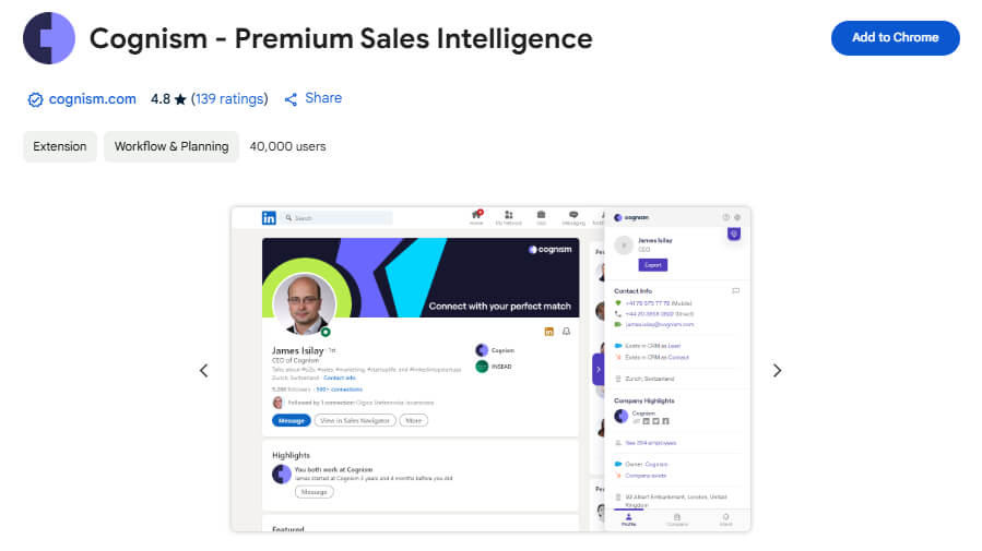 Cognism- Premium Sales Intelligence Chrome Extension