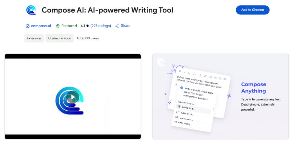 Compose AI AI-powered Writing Tool Chrome Extention