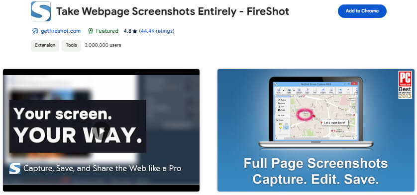 Getfireshot chrome extension