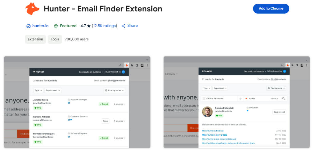 Hunter- Email Finder Chrome Extension