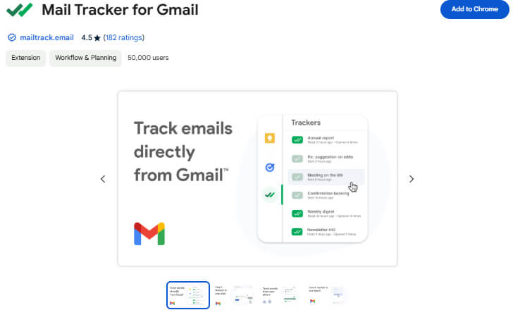 MailTracker Gmail tracker chrome extension