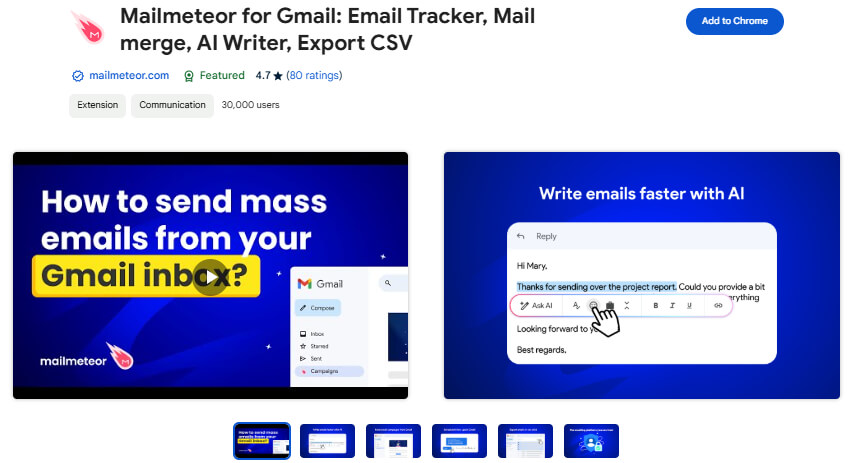 Mailmeteor Gmail tracker chrome extension