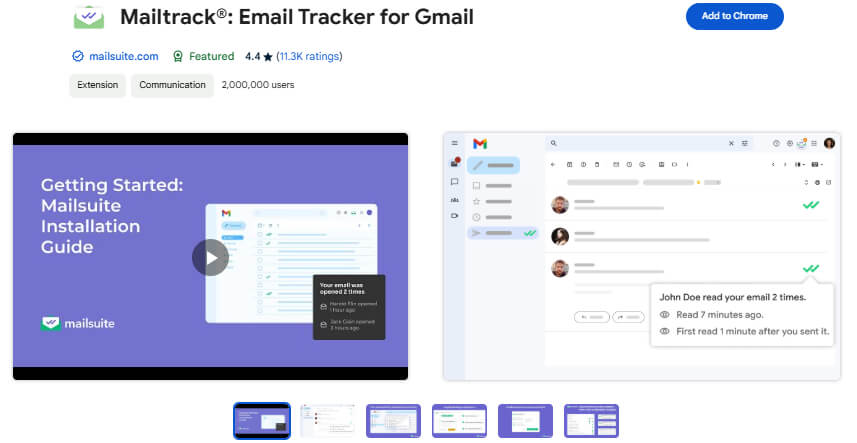 Mailtrack Gmail tracker chrome extension