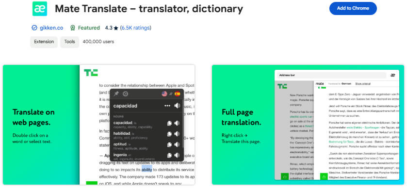 Mate Translate  Chrome Extension