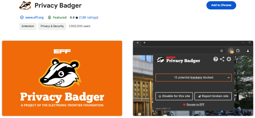 Privacy Badger chrome extension