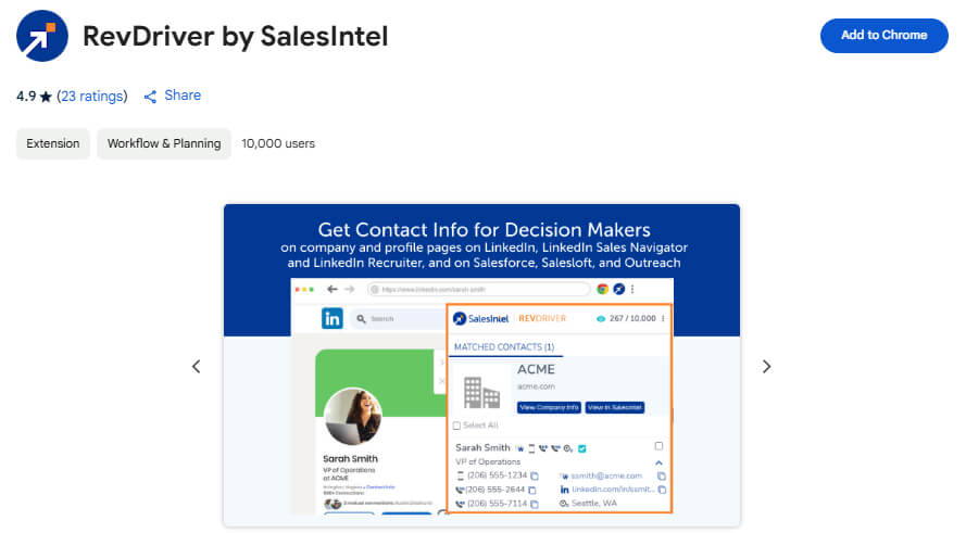 RevDriver by SalesIntel Chrome Extension