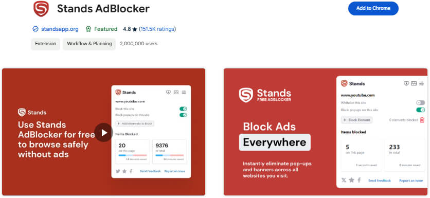 Stands AdBlocker chrome extension