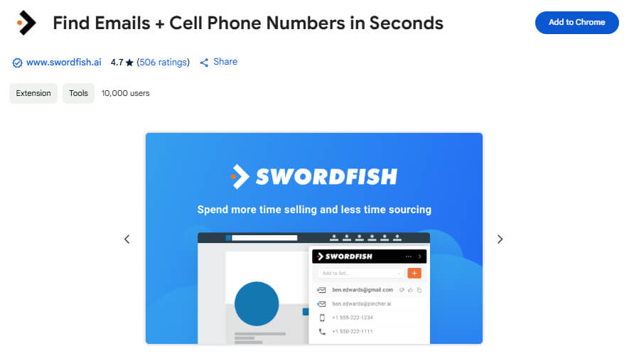 Swordfish AI Chrome Extension