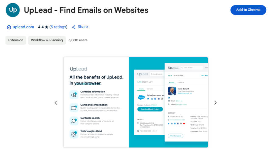 UpLead- Find Emails on Websites Chrome Extension