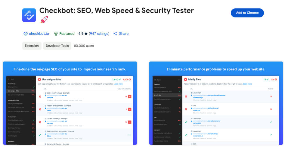 Checkbot Web Developer extension for Chrome