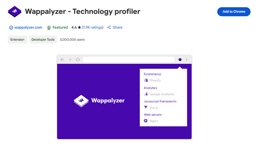 Wappalyzer Web Developer Extension For Chrome