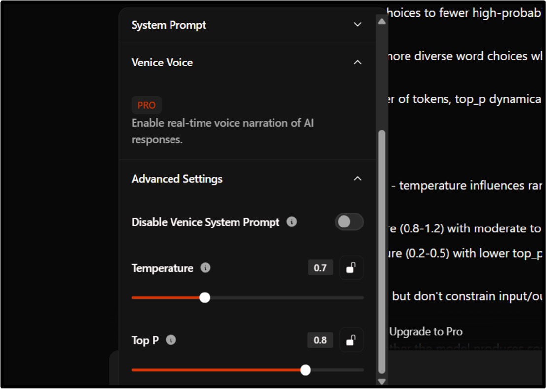 Venice AI Chat top features 
