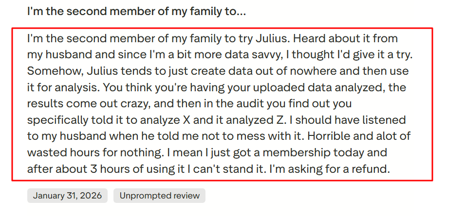 Julius AI on Trustpilot