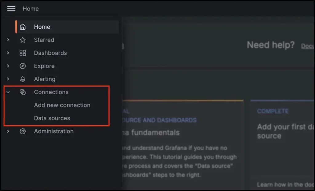 Grafana-Go-to-Connection-Data-Sources-Add-data-source-Pick-your-type-Enter-the-connection